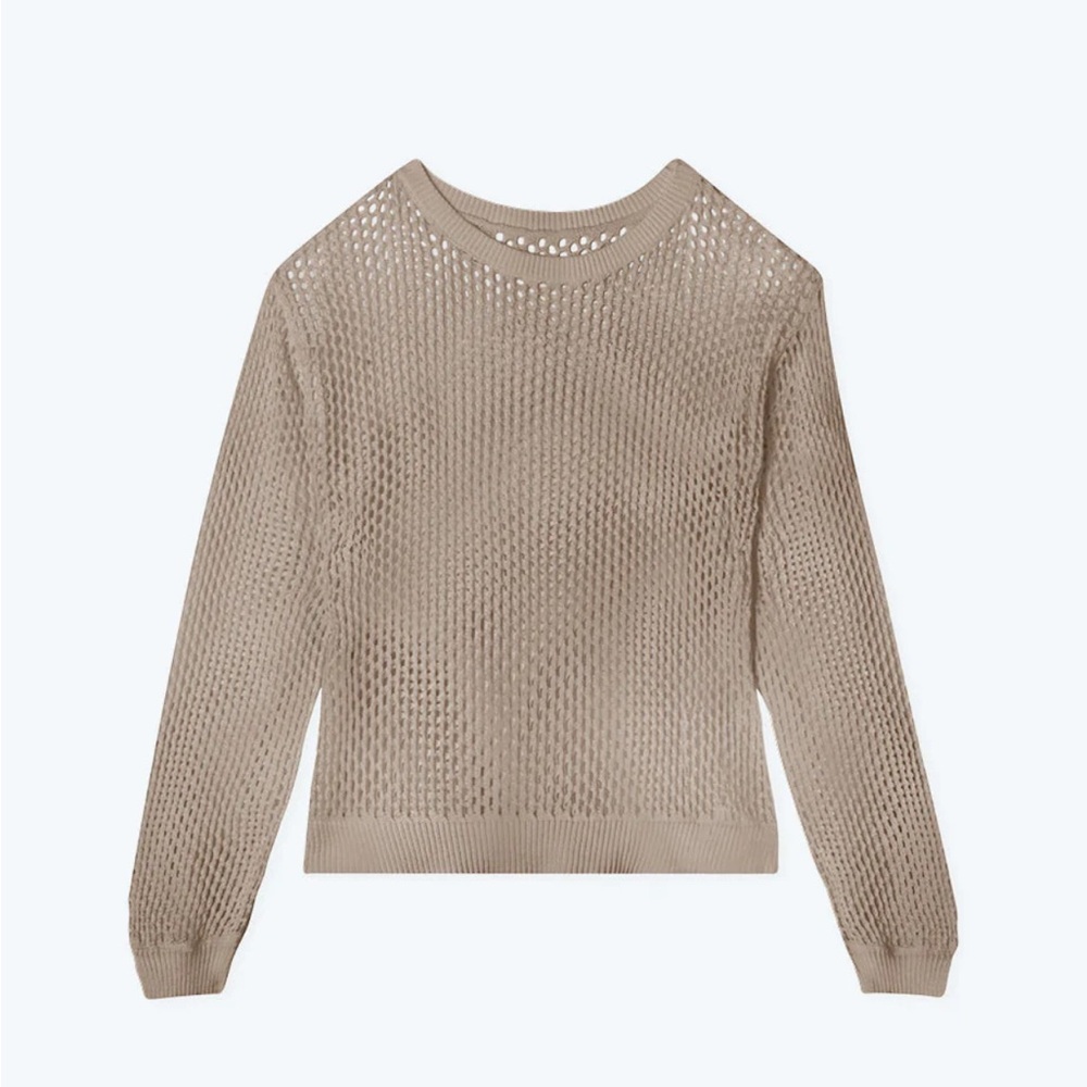 Summersalt The Fishnet Crewneck Cover-Up - Natural Sweater 1XL - Picture 4 of 9